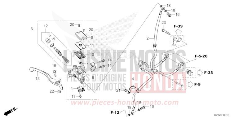 MAITRE-CYLINDRE DE FREIN AVANT CYLINDRE de Dax ST125 PEARL SHINING BLACK (NHB98) 2025